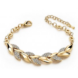 Mens Leaf Alloy Full of Diamonds Bracelet 